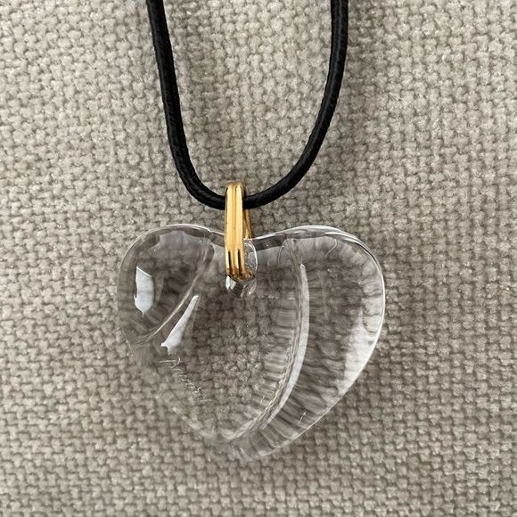 Baccarat crystal clear Heart Pendant Necklace Glass with box - Picture 2 of 8